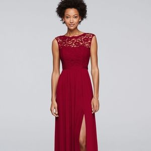 David's Bridal Apple Red Bridesmaid Dress